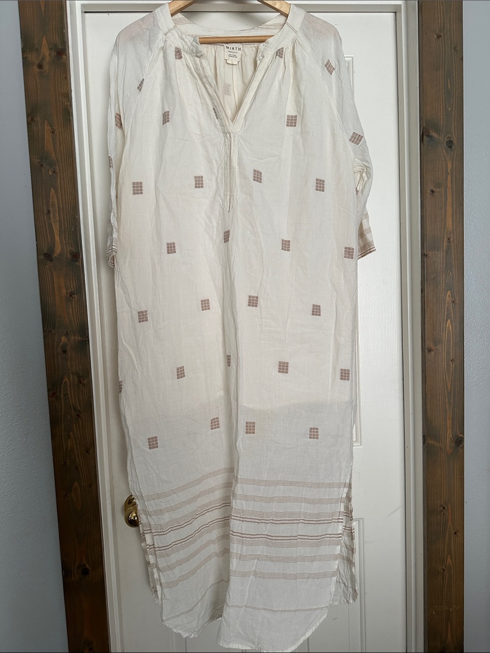 Mirth Ivory Cotton Embroidered Caftan